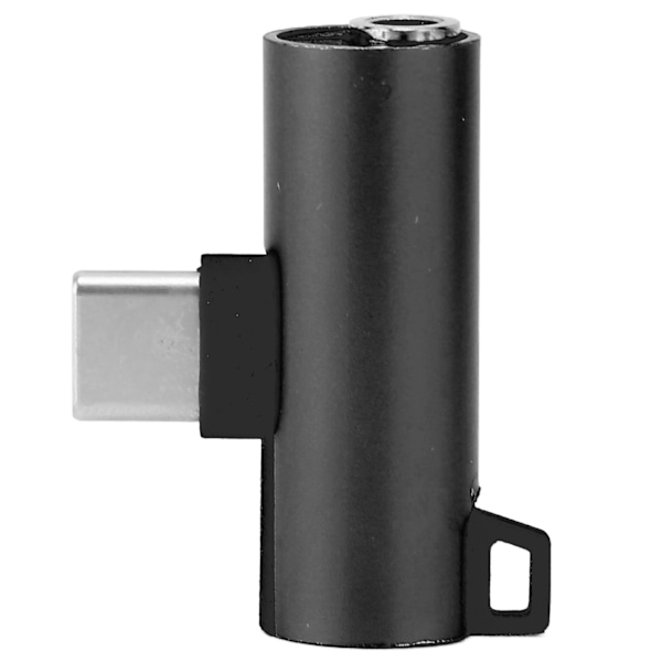 TypeC til 3,5 mm hodetelefonadapter lader 2 i 1 jack HIFI lyd med PD hurtiglading (svart)