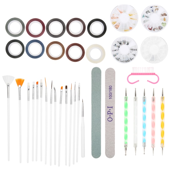 Neglepenn poleringsstrimler Manikyrfil Nail Art Crystal Rhinestones Dotting Tool Set