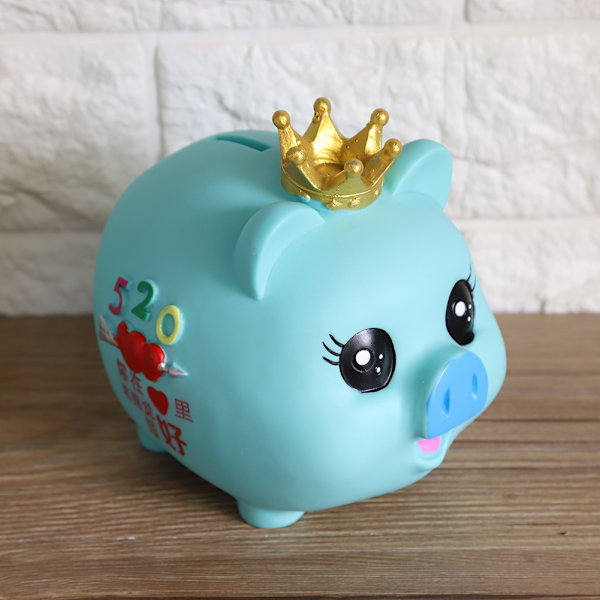 1st Mjuk tecknad Piggy Pengar Sparlåda Myntsparbank Barnpresent (Blå)