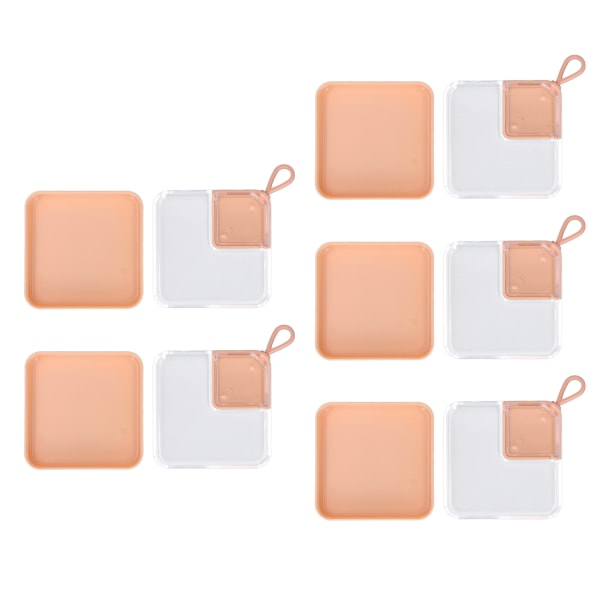 5 st Powder Puff Hållare Transparent rektangelform Bärbar Makeup Puff Hållare med hängande ring Orange Färg