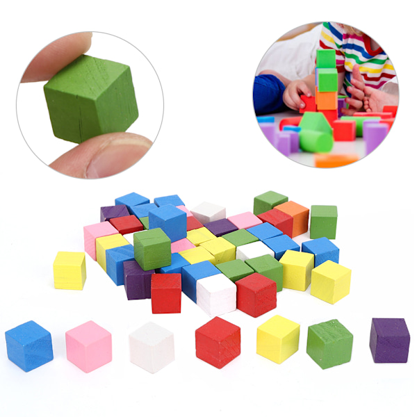 2 set färgade block set furu trä barn geometri upplysning tidig utbildning leksak 50 st färgade block 15 mm