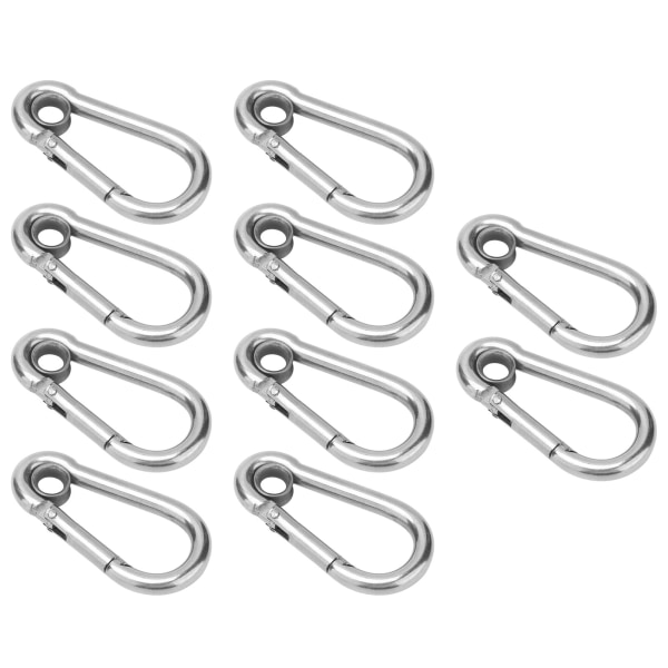 10 stk trykkkrok rustfritt stål sikkerhetstau Fjær karabiner hengende spenne tilbehørM4(4mm)