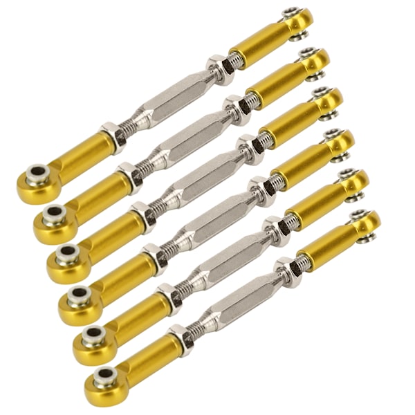 6 st 81mm justerbara aluminium servolänkar dragstångsats för RC-biltillbehör guld