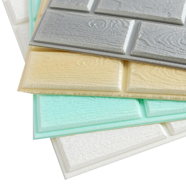10 x PE-vaahto 3D tiiliseinä tarra itseliimautuva DIY paneelit vedenpitävä valkoinen
