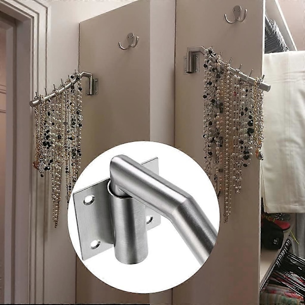 2 Patres Barre Patre Krokar Rostfritt Stål Väggmonterad Grille, Balansera 180, 6 Hängare Stängsel för Organisera Kläder, Handduk etc. och Spara Utrymme i Garderoben