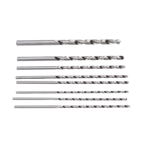 8 st vridborr HSS hålbearbetning metall trä roterande verktygssats 4mm‑10mm extra lång 200mm