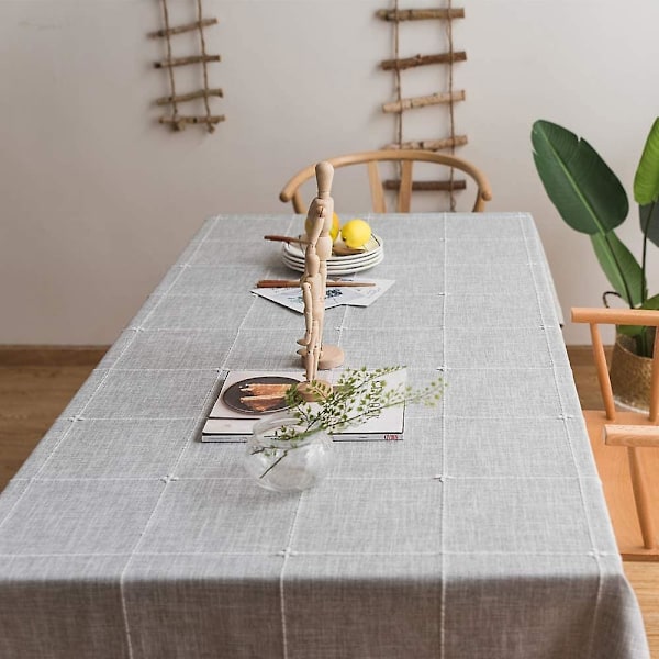 Optimerad titel: Massivt broderad bomullslinneduk för rektangulära bord (135x135 cm, grå)