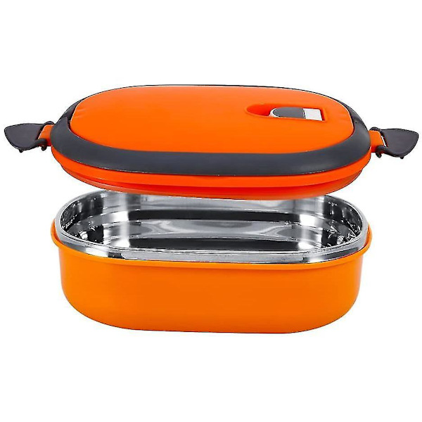 Rustfrit Stål Lækagesikker Orange Madkasse med Termisk Isolering (1 Lag)