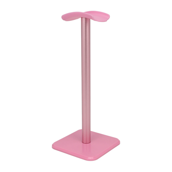 Hodetelefonstativ Avrundet hjørne Anti-slip base TPU-skuff Robust metallstang Hodesettholder for hjemmespillkontor Rosa