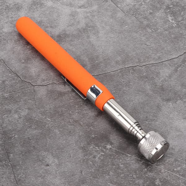 Halkfri Magnetisk Teleskopisk Infällbar Plocksticka Plockverktyg med LED-ljus Orange
