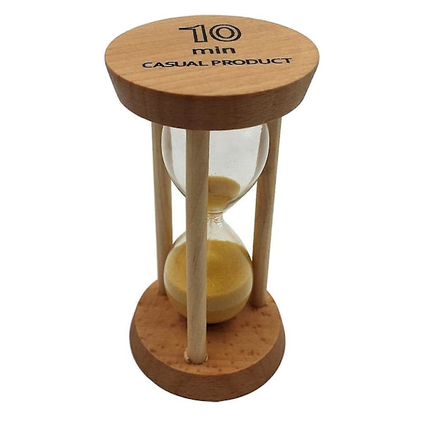 5 x 10 Minuters Sandtimer med Träram och Gul Sand Timglas Heminredning