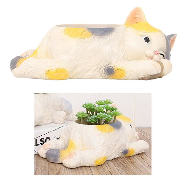 Katt Suckulent Växtkrukor Tecknad Blomkruka Trädgård Hem Skrivbordsdekor Stil4