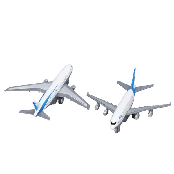 2 stk. flymodel simulering legeringsmodel legetøjssæt bærbart træk-tilbage luftfartsflymodel legetøjsdekoration