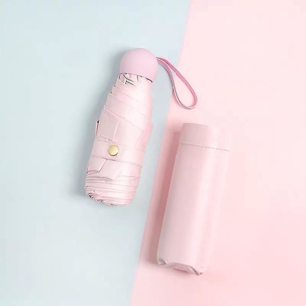 Lätt Bärbar Mini Kompakt Reseparasoll - Vit, Rosa