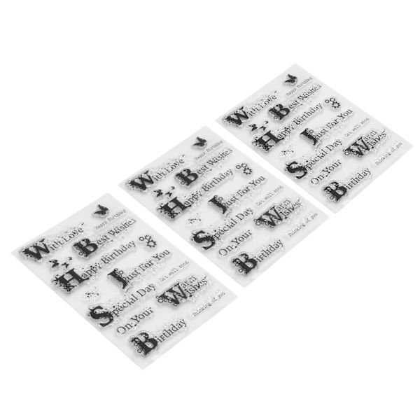 3 st transparenta stämplar med unik design, återvinningsbara, enkla att använda, transparenta stämplar för DIY-kort och scrapbooking