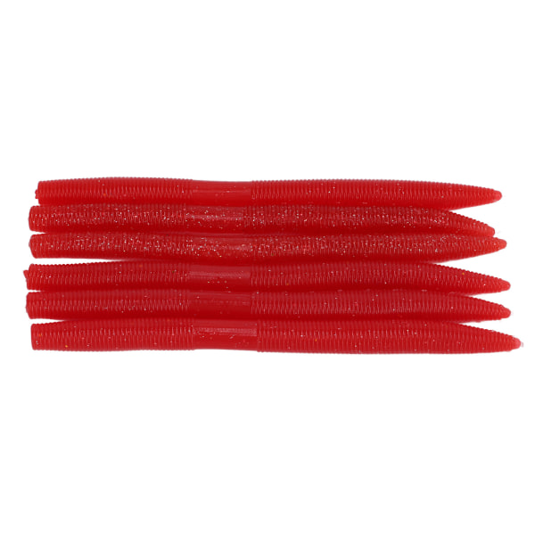 6 stk/sett Noodle Worm fiske agn, bitresistent PVC myk maggot meitemark kunstig agn mørkerød