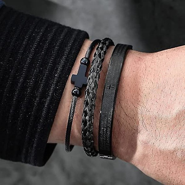 Rostfria armband med romerska siffror för män - Set om 3