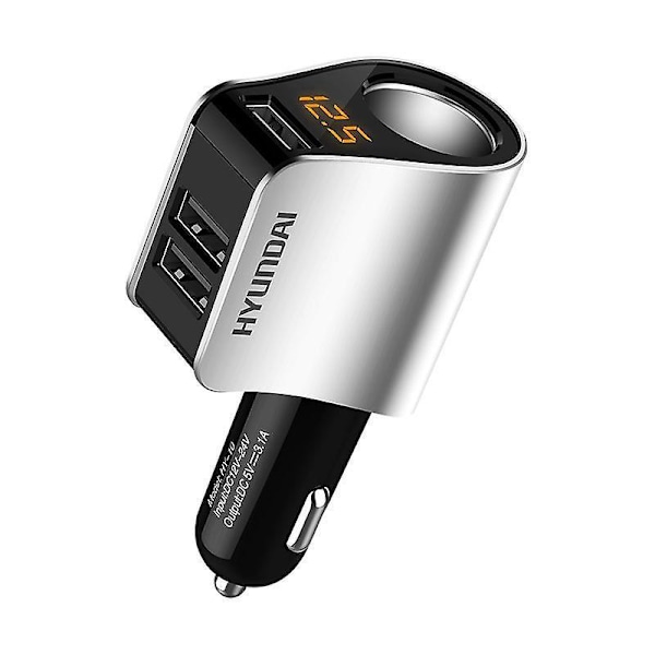 Ny Mini USB Multi-Laddare USB-Laddare - 3 USB - 5V /3.6A - Voltmeterfunktion LED-Display Batteri - Universell Kompatibilitet (3usb) Silver