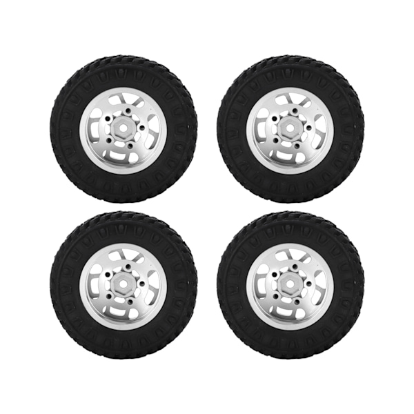 4 st gummiblandade 55 mm däck i mässing motvikt kombinerare aluminiumlegering fälg för Axial SCX24 1/24 RC bil uppgraderingsdelar silver