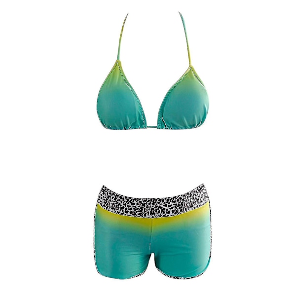 Sportig tankini med vaddering och shorts för kvinnor - Snygg badkläder L Grön