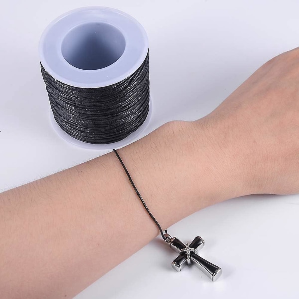 1 mm sort vokset ledning 160m rulle til fremstilling af armbånd og halskæder