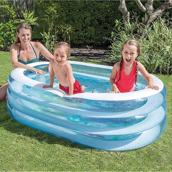 Familie Oppustelig Swimmingpool, Foldbart Badekar PVC Fortykket Voksen Badekar Bærbar Swimmingpool til Familie Børn Gård Holdbar Oppustet 163cm*107