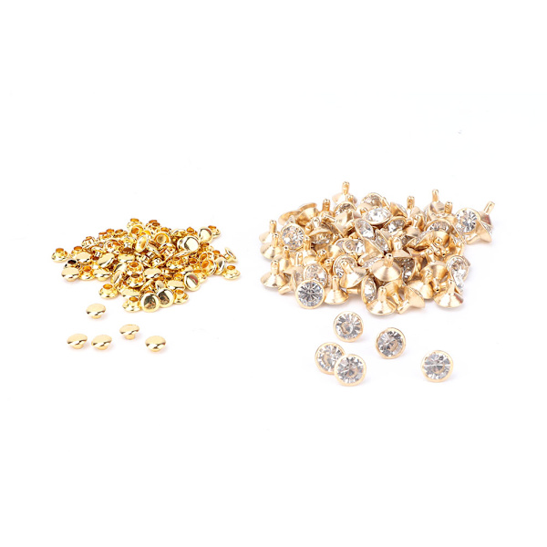 Krystallinnlegg i stoff hurtignagler 12 mm flekker studshette for DIY-lærdekorasjon (#4)