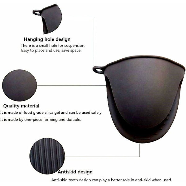 Amrta Silikon Grytlappar Ugnshandskar Kök Silikon Värmebeständiga Vantar 2-pack (1 par), Mini Skyddande BBQ Redskapshållare Röd Blå Rosa Svart G