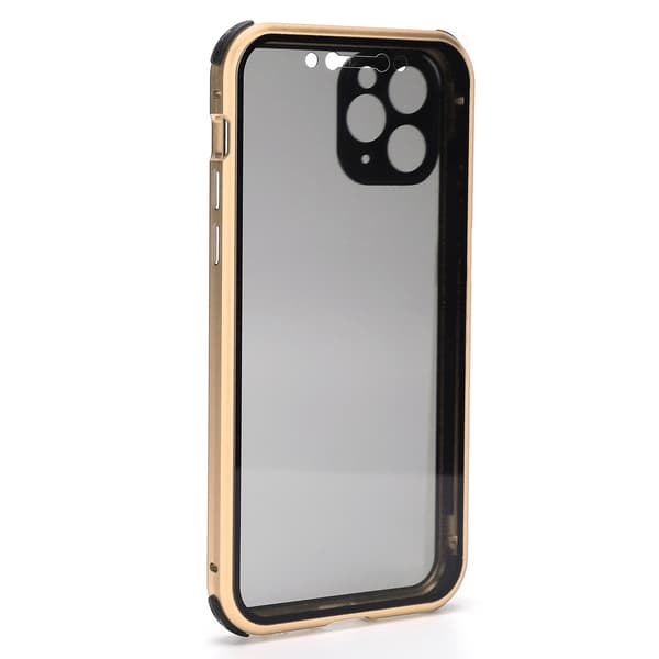 Anti-Peep Magnetisk Adsorption Telefonfodral Fram och Bak Glas Telefonfodral för IPhone 11ProGuld