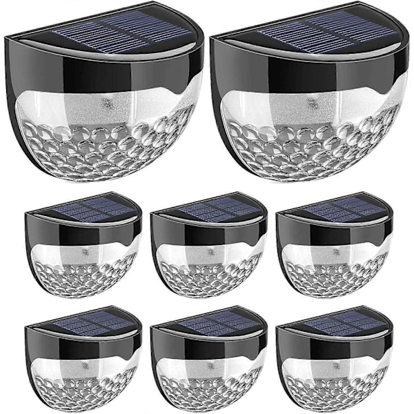 Solcellsdrivna staketlampor utomhus vägglampa LED, trådlös, vattentät, heminredning | Perfekt för staketräcken, trappsteg, gård, uteplats, gångväg, trappor (8-pack)