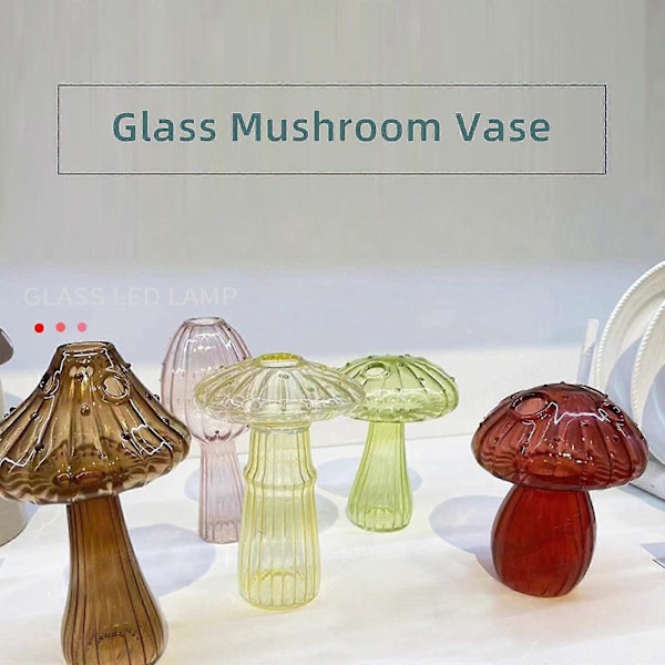 Delikata Svamp Glas Vasar Färgade Fint Glas Vas Svamp Blomvas Svamp Dekor Zekai brun