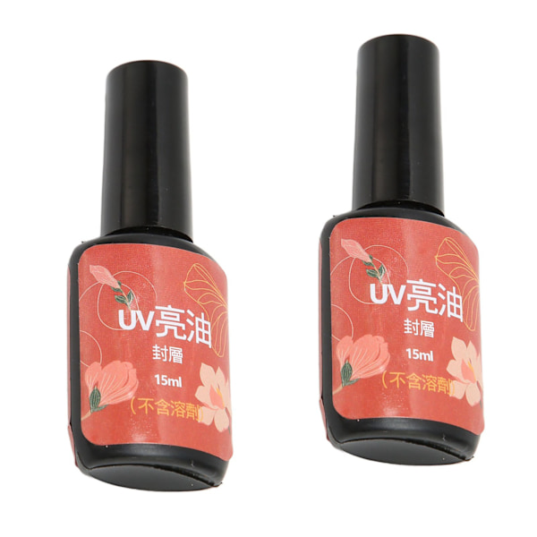 2 stk. 15 ml neglelak top coat transparent slidstærk ridsefast lækagesikker top coat til neglelak
