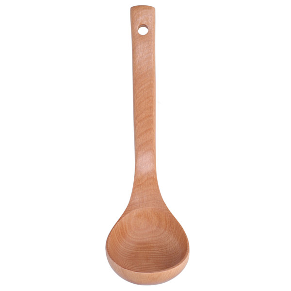 Træslev til suppe med ophængningshul, langt håndtag, letvægts 27,5x7,5cm/10,8x2,9in