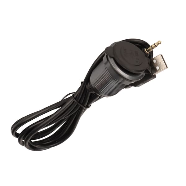 Bil dashbord forlengelseskabel med signallys USB innfelt montering 3,5 mm lydkabel med spenne