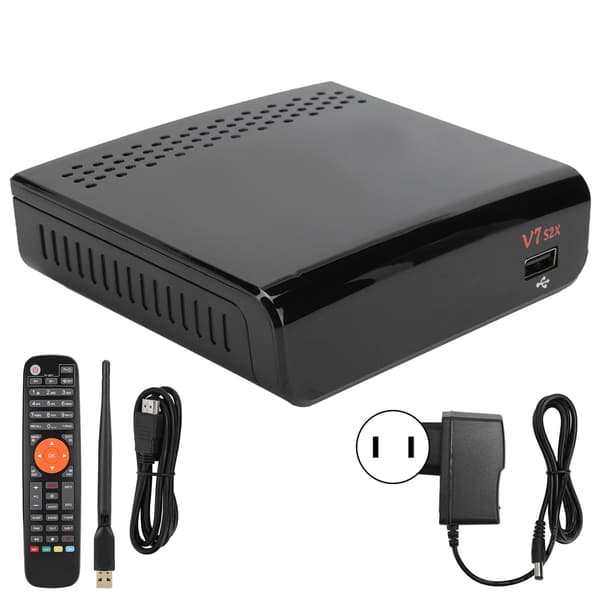 Højkvalitets Set Top Box STB udstyrstilbehør understøtter til DVBs S2/S2X 100240V (sort US)