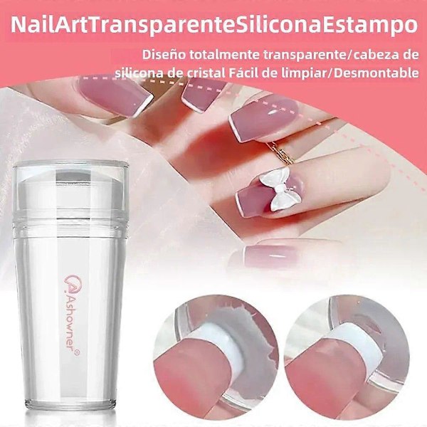 Manikyrset med Klar Nagelform och Silikongummi för Nagelstämplingsverktyg med Skrapsats 1