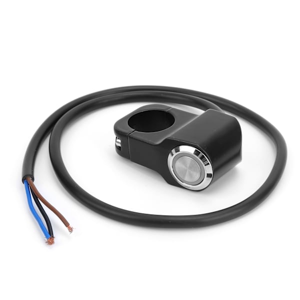 Styrkontakt Trykknapp m/Lys Tilbakestilling Lås Universal for Motorsykkel med 22mm Styre Blått Lys