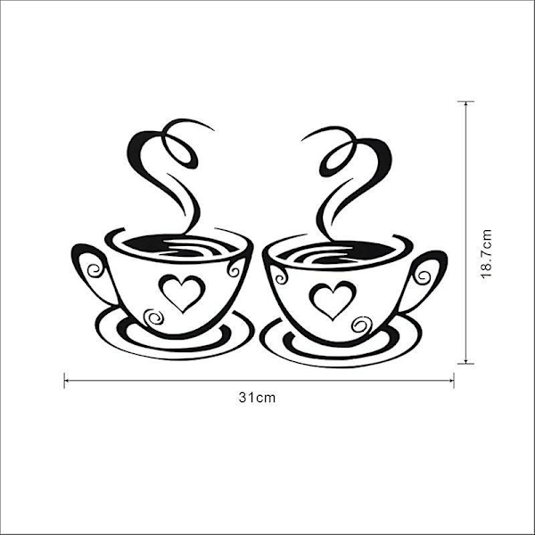 Kaffekoppar väggdekal, Väggsticker, modern väggdekoration för vardagsrum, sovrum, kök, kontor