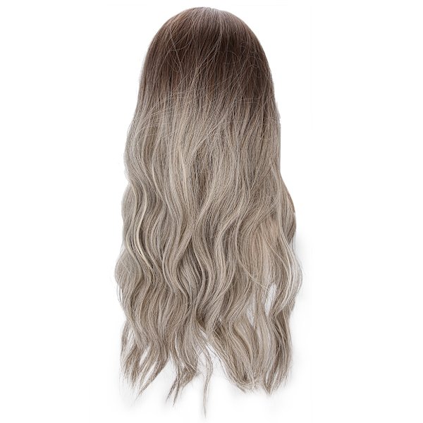 Lång vågig brun gradient peruk Dam Lady Cosplay Party Fashionabla syntetiska peruker