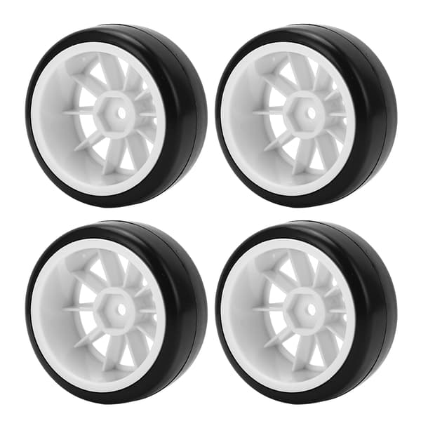 4 stk. RC Drift Dæk Hjul Gummi Plast Hårde Dæk til Biltilbehør 12mm Hex Sort