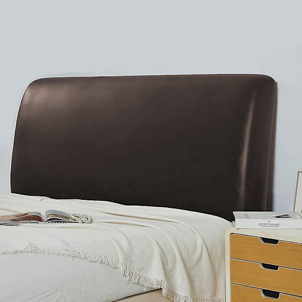 Elastic Headboard Cover - Deep Coffee, Faux Leather/Fabric Upholstery, 150cm