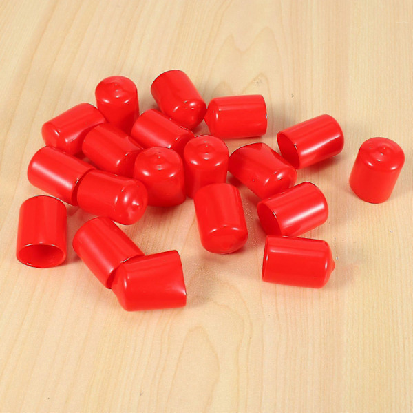 20 stk. Gummiendestykker 19mm Id Pvc Rund Rør Bolt Hette Deksel Skruegjenge Beskyttere Rød