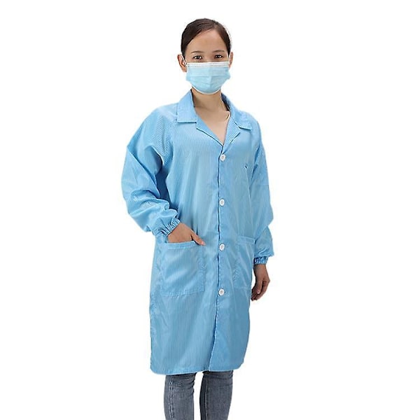 ESD Jakke - Mellemvægt Polyester-Kulstofstof, Lapelkrave, Blå (XL)