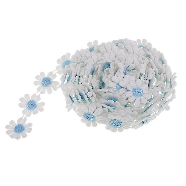 2 x 3 Yards 25mm Daisy Broderi Blondekant Applikationsbånd Syning lyseblå