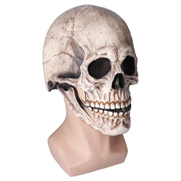Halloween Dödskallehjälm i Latex med Rörlig Käke, Fullhuvud Dödskallehjälm, Dekoration för Högtidsfester, Cosplay-dräktrekvisita, Mörkgrå