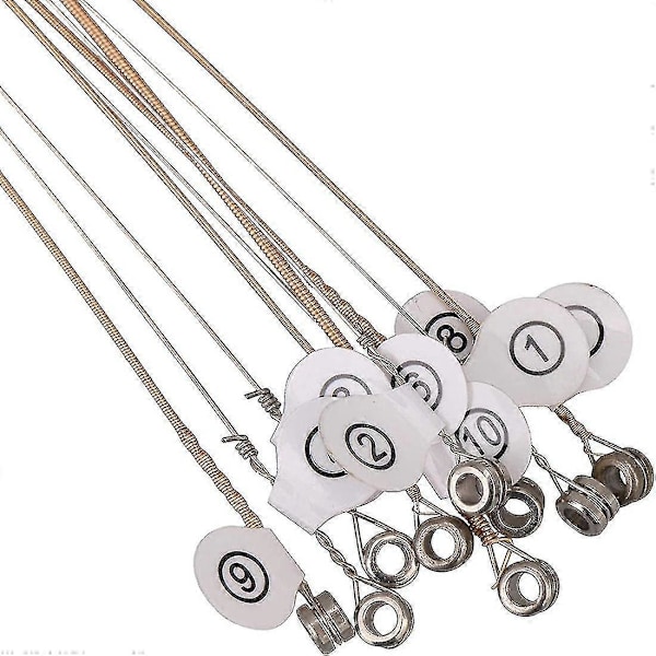 10 stk. Stemmeskrue & 10 stk. Nitter, med L-formet Stemmenøgle, 10 strenge Laiyaqin strenge til Lyre Harpe S Zekai