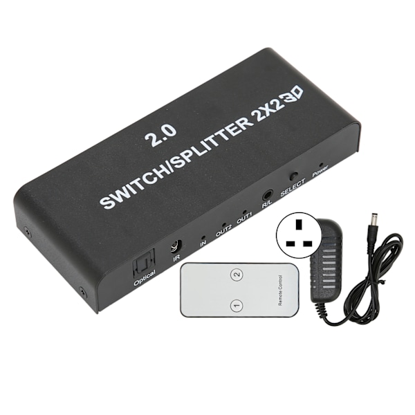 2x2 HD Multimedia Interface -jakaja 4K 60Hz 2 sisään 2 ulos videoswitcher signaalinsiirtoon 100-240VUK-pistoke