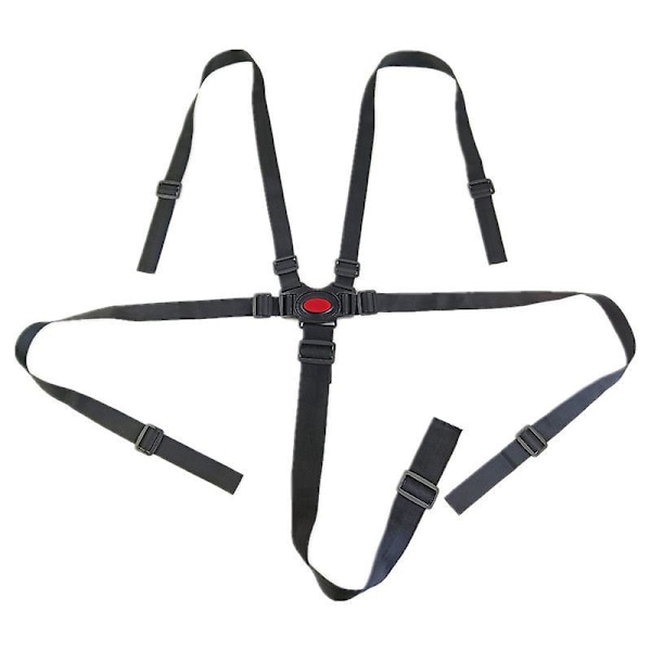 Justerbar Baby Säkerhetsbälte - 5-punktssele för Högstol, Vagn, Barnvagn, Buggy - Universal Baby Säkerhetsbältehållare - 2-pack (Svart+Grå)