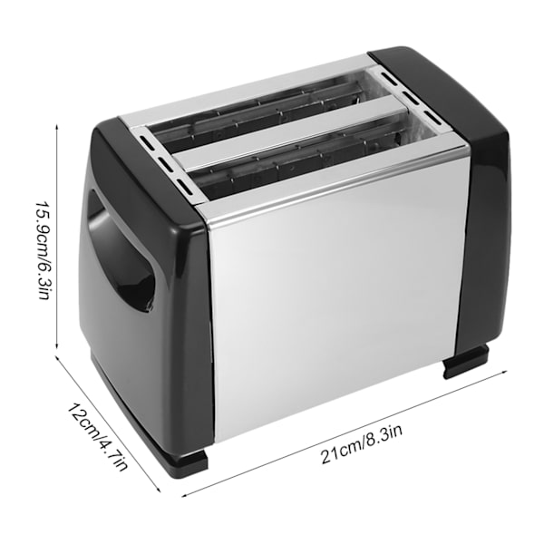 Musta 2-viipaleen leivänpaahdin 650-850W, 6 vaihdetta, EU-pistoke
