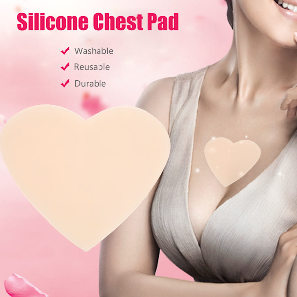 Silikon Chest Enhancer Pad Anti Wrinkle Anti Aging Bröstlyft Bröstlapp Flesh Heart